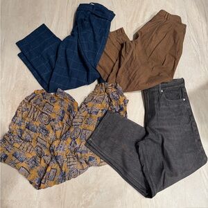 Vintage women’s pants LOT barrel wide leg hippie trousers 6 M